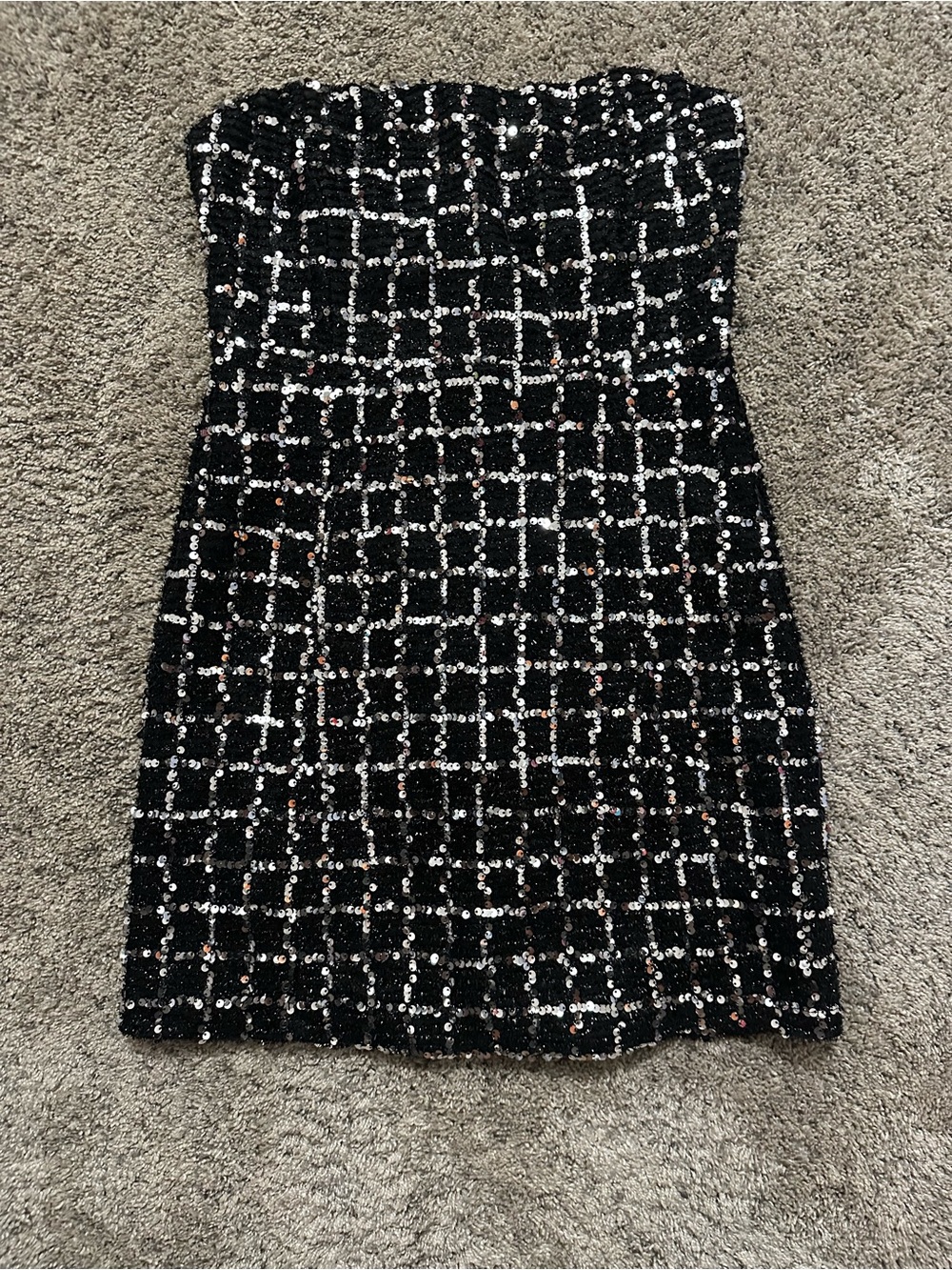 Astr the label Black Strapless Sequin Grid Mini Dress